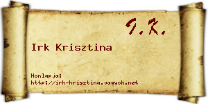 Irk Krisztina névjegykártya